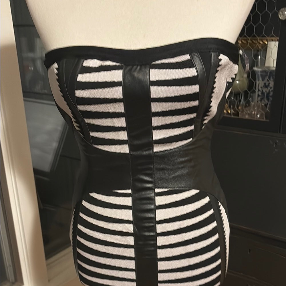 Black and Gray Bodycon Strapless Dress for Cocktail